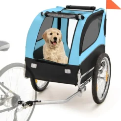 Hundeanhänger für Fahrrad Haustieranhänger für Fahrrad 40 kg Belastbar Blau