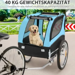 Hundeanhänger für Fahrrad Haustieranhänger für Fahrrad 40 kg Belastbar Blau