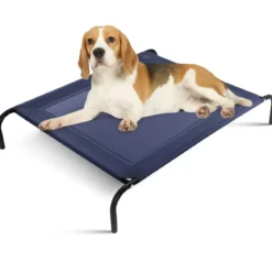 Hundebett Garten Hundeliege Liegeplatz draußen Hundesofa Grau 110 x 80 x 18 cm Metall