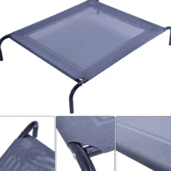 Hundebett Garten Hundeliege Liegeplatz draußen Hundesofa Grau 110 x 80 x 18 cm Metall