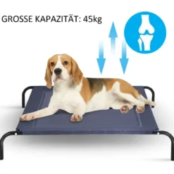 Hundebett Garten Hundeliege Liegeplatz draußen Hundesofa Grau 110 x 80 x 18 cm Metall