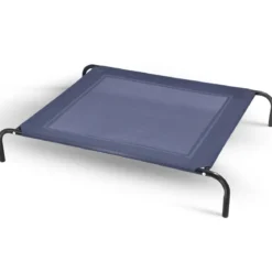 Hundebett Garten Hundeliege Liegeplatz draußen Hundesofa Grau 110 x 80 x 18 cm Metall
