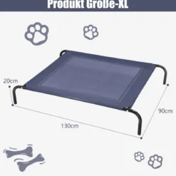 Hundebett Hundeliege outdoor Haustierbett Hund 130 x 90 x 20 cm Grau