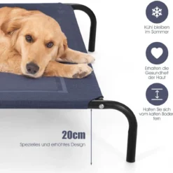 Hundebett Hundeliege outdoor Haustierbett Hund 130 x 90 x 20 cm Grau