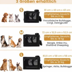 Hundebox Faltbar Tragbare Hundetransportbox mit Netzfenstern 3 Türen Tragegriffen M