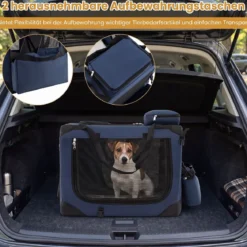 Hundebox Faltbar Tragbare Hundetransportbox mit Netzfenstern 3 Türen Abnehmbarem Polster S