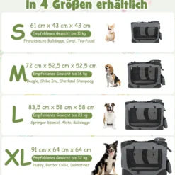 Hundebox Faltbar Tragbare Hundetransportbox mit Netzfenstern 3 Türen Abnehmbarem Polster S