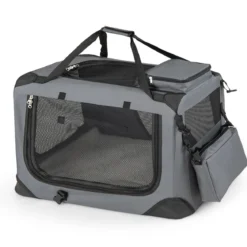 Hundebox Faltbar Tragbare Hundetransportbox mit Netzfenstern 3 Türen Abnehmbarem Polster S