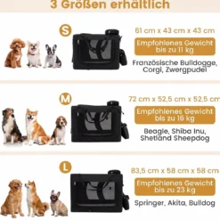Hundebox Faltbar Tragbare Hundetransportbox mit Netzfenstern 3 Türen für Hunde und Katzen L