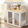 Hundebox mit 360° Drehbaren Futternäpfen & Abschließbarer Tür Hundekäfig Beistelltisch Weiß