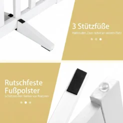 Hundegitter Holz Faltbares Haustiergitter mit 3 Stützfüßen 6-Teiliges Schutzgitter Absperrgitter 60 cm Hoch