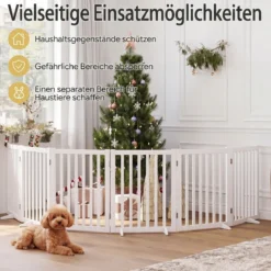Hundegitter Holz Faltbares Haustiergitter mit 3 Stützfüßen 6-Teiliges Schutzgitter Absperrgitter 60 cm Hoch