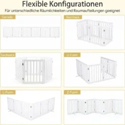 Hundegitter Holz Faltbares Haustiergitter mit 3 Stützfüßen 6-Teiliges Schutzgitter Absperrgitter 60 cm Hoch