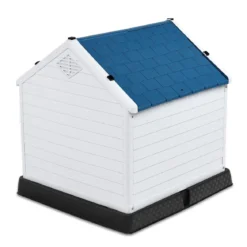Hundehütte Hundehaus Hundehöhle mit Erhöhtem Boden Blau und Weiß