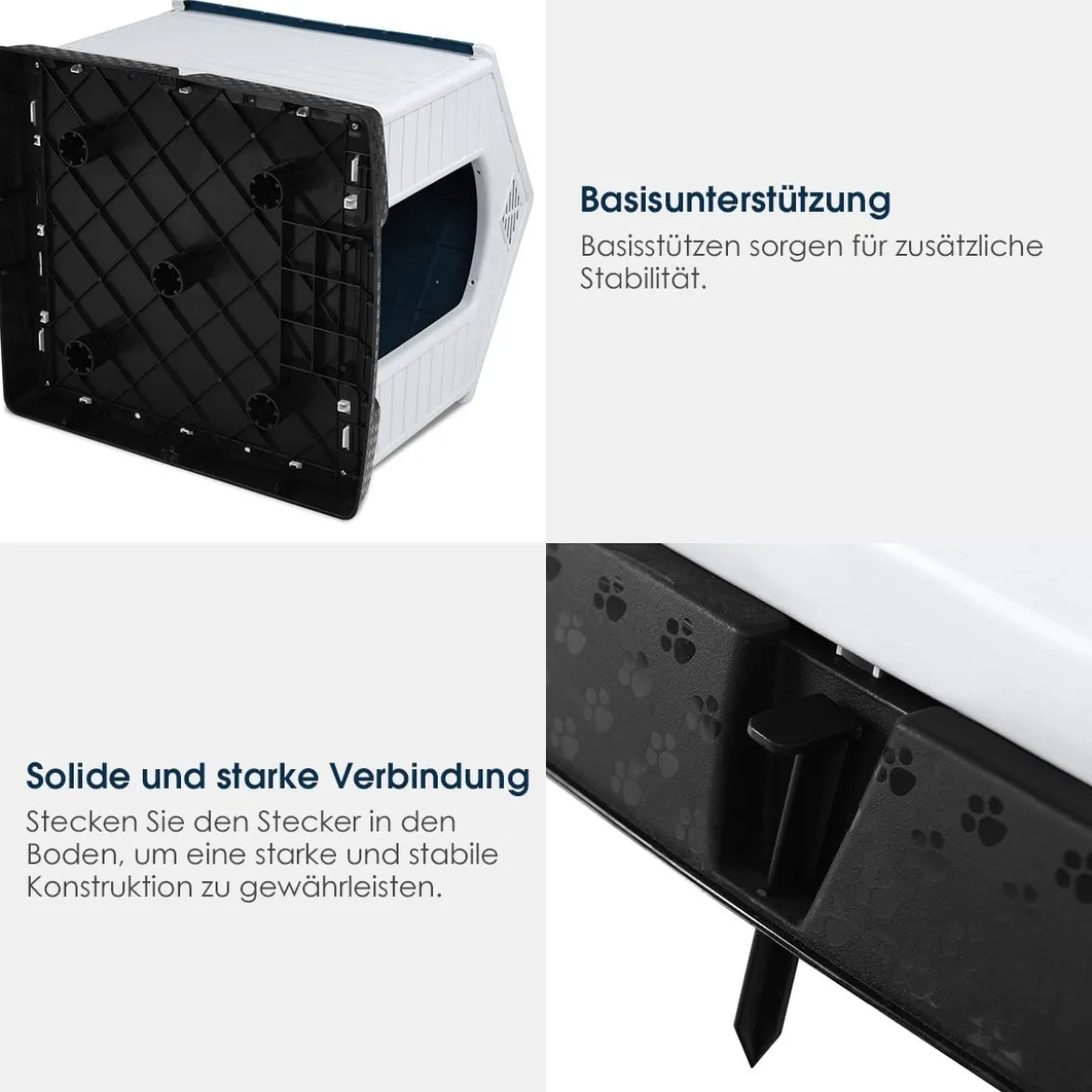 Hundehütte Hundehaus Hundehöhle mit Erhöhtem Boden Blau und Weiß