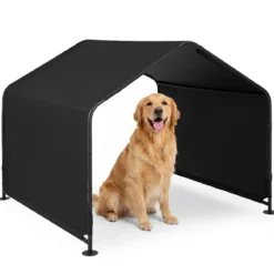 Hundehütte Outdoor Hundezelt für große mittlere & kleine Hunde Haustierzelt wasserabweisend 128 x 118 x 108 cm Schwarz