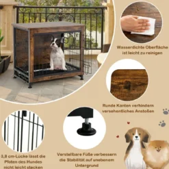 Hundekäfig Hundebox aus Holz mit Doppeltüren Dekorativer Haustierkäfig 69 x 47 x 61 cm Braun