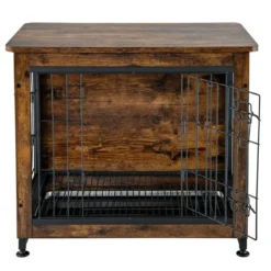 Hundekäfig Hundebox aus Holz mit Doppeltüren Dekorativer Haustierkäfig 69 x 47 x 61 cm Braun