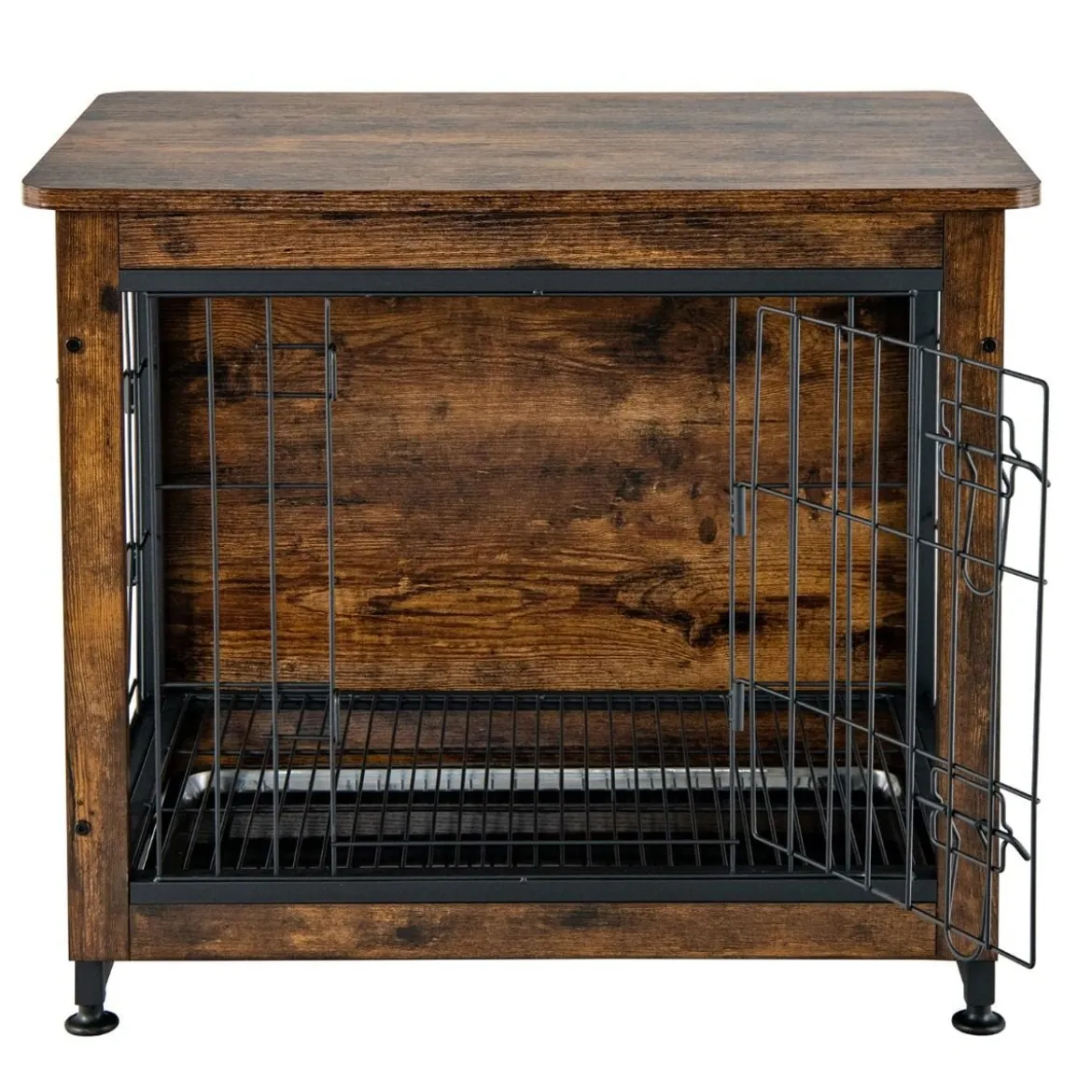 Hundekäfig Hundebox aus Holz mit Doppeltüren Dekorativer Haustierkäfig 69 x 47 x 61 cm Braun