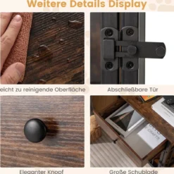 Hundekäfig Möbel Hundebox für Zuhause mit Ladestation Tür Schublade & Metallrohren Braun