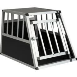 Hundetransportbox mit Abschließbarer Tür & Herausnehmbarer Trennwand Alu Hundebox 69,5 x 54 x 50,5 cm