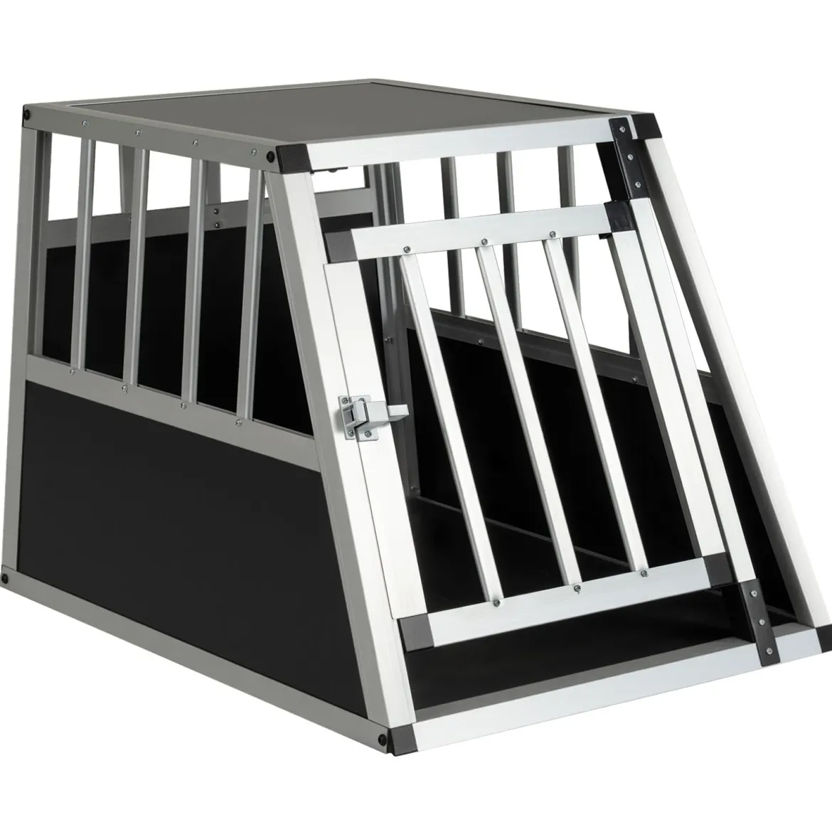 Hundetransportbox mit Abschließbarer Tür & Herausnehmbarer Trennwand Alu Hundebox 69,5 x 54 x 50,5 cm