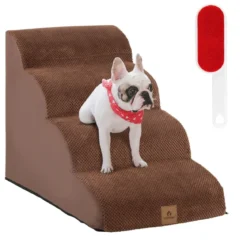 Hundetreppe rutschfeste 4-Stöckige Hunderampe aus Schaumstoff 72 x 41 x 51 cm Braun