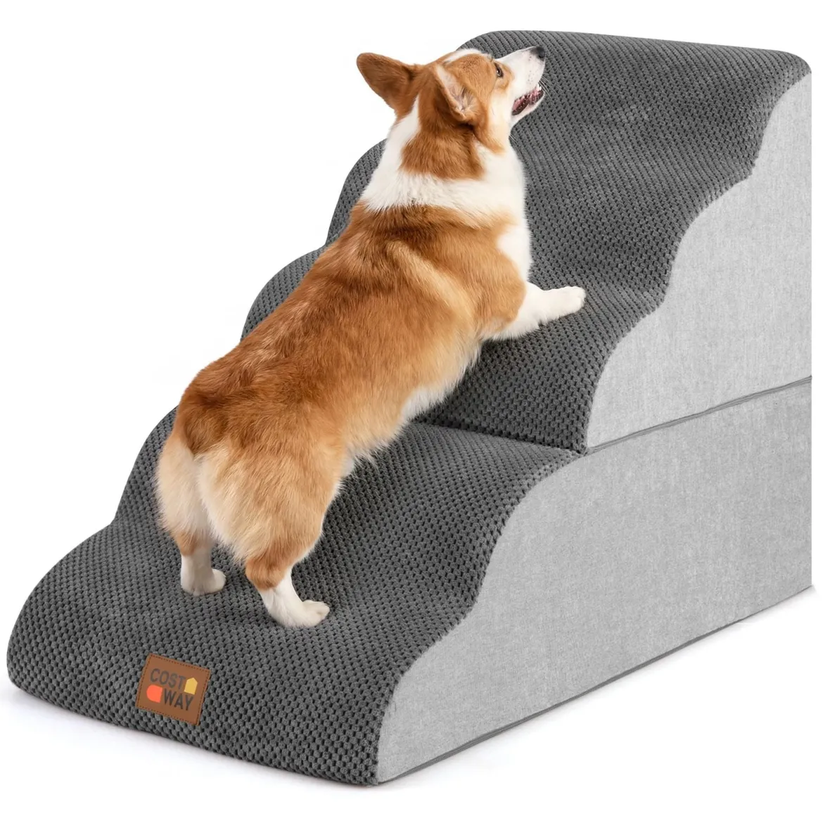 Hundetreppe 5 Stufen 50 cm Hoch Haustiertreppe Hundetreppe für Kleine Hunde Grau