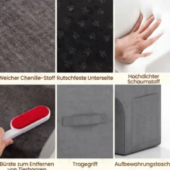 Hundetreppe 4 Stufen Haustiertreppe 43 cm Hoch mit Loch & Waschbarem Bezug Grau