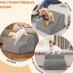 Hundetreppe 2 Stufen rutschfeste Hundestufe aus Schaumstoff 20kg belastbar Grau