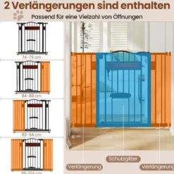 Hunde Türschutzgitter mit Kleiner Tür Metall Absperrgitter ohne Bohren Schutzgitter Schwarz