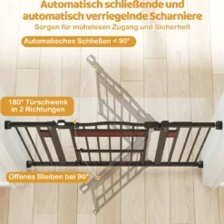 Hunde Türschutzgitter Türgitter ohne Bohren Schutzgitter mit Kleiner Tür Hundegitter Schwarz