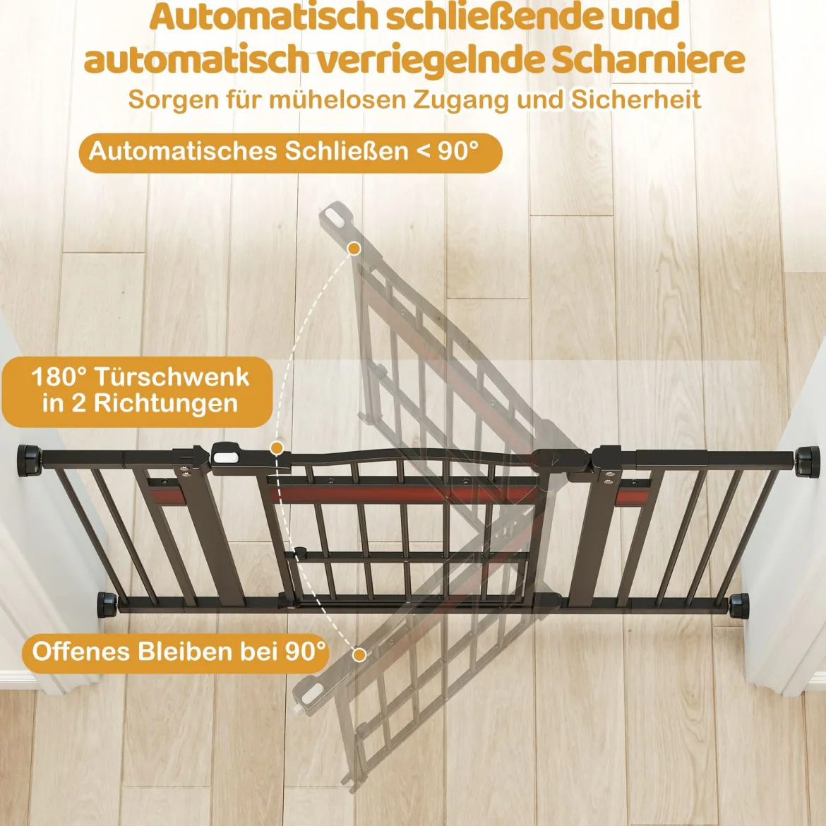 Hunde Türschutzgitter Türgitter ohne Bohren Schutzgitter mit Kleiner Tür Hundegitter Schwarz