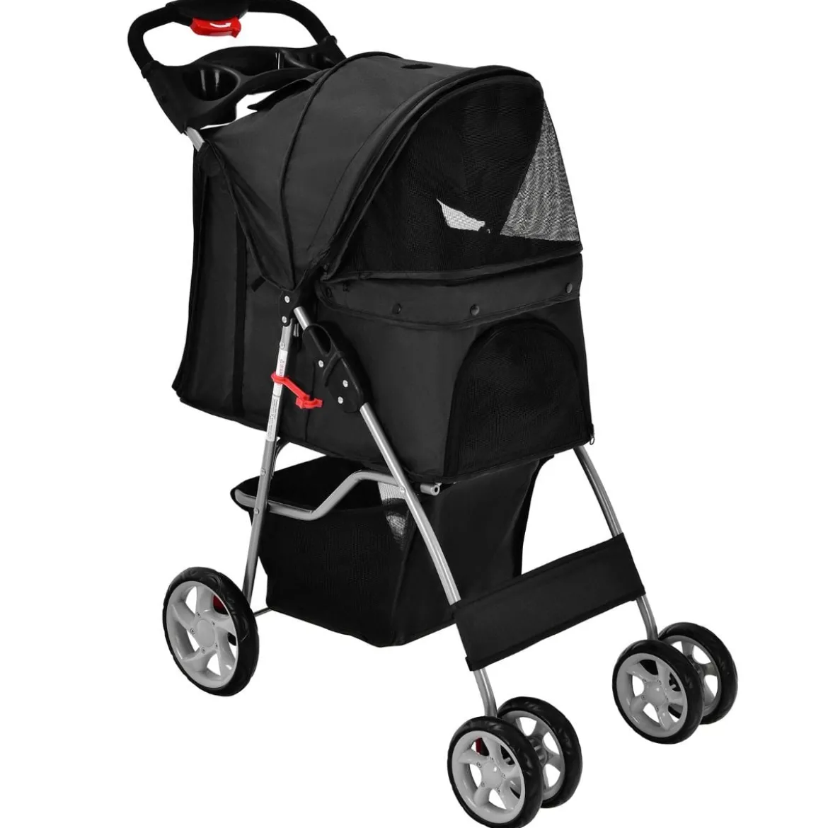 Hundewagen Haustiere Buggy bis 15kg Hundebuggy Katzenbuggy für kleine Hunde Katzen Schwarz