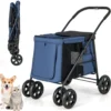 Hundewagen Hundebuggy klappbar bis 40 kg Hundetrolley mit Kissen 106 x 63 x 103 cm Blau