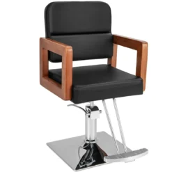 Hydraulischer Friseurstuhl Salonstuhl für Friseur mit 360-Grad-Drehung 87 x 60 x 95-110 cm Schwarz