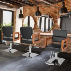 Hydraulischer Friseurstuhl Salonstuhl für Friseur mit 360-Grad-Drehung 87 x 60 x 95-110 cm Schwarz