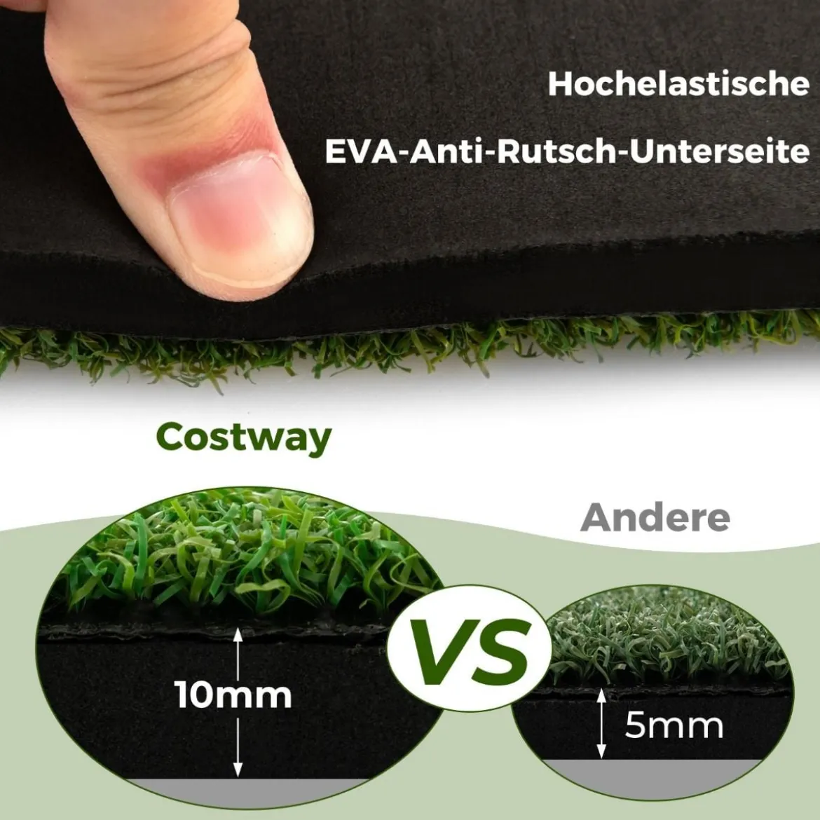 3-in-1-Abschlagmatte für Golf Hochwertige Schlagmatte mit Kunstrasen 152 x 117 cm