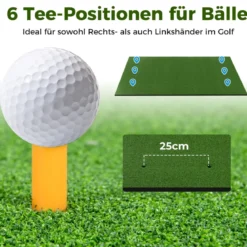 3-in-1-Abschlagmatte für Golf mit Kunstrasen 2 Golf-Tees 2 Ausrichtungsstäben & 6 vorgebohrten Abschlaglöchern 152 x 92 cm 27 mm
