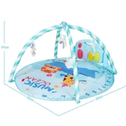 4 in 1 Aktivitätsmatte Baby-Spielmatte Musikalisches Klavier mit Lichtern 86 x 86 x 47 cm Blau