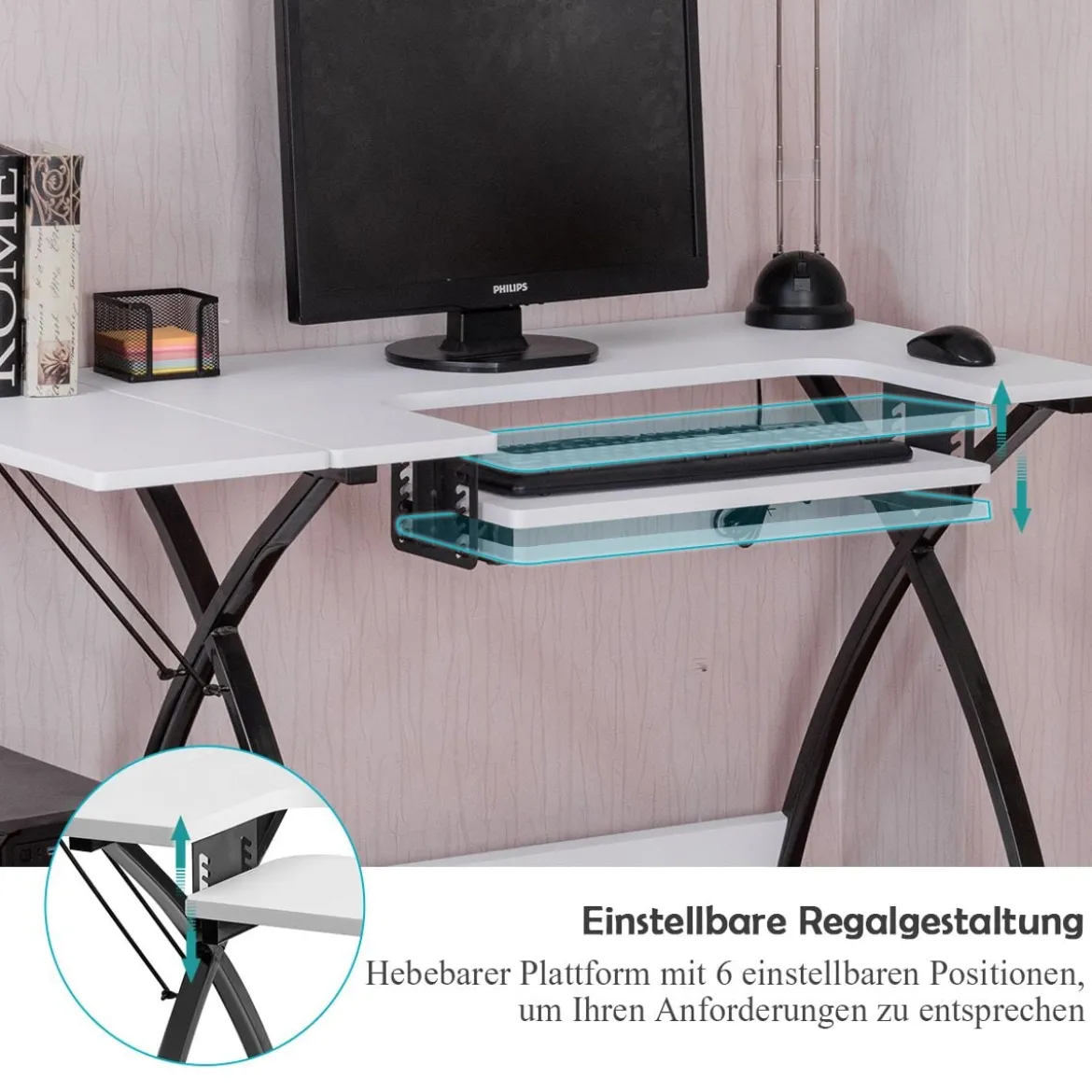 2 in 1 Arbeitstisch und Nähtisch Mehrzwecktisch Computertisch Schreibtisch Nähmaschinenplattform 116,5 x 59,5 x 76 cm