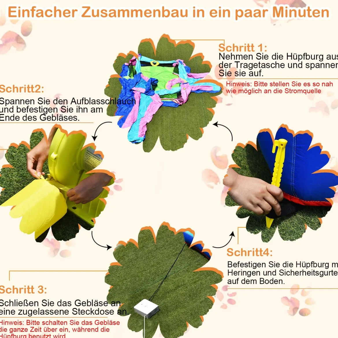 5 in 1 Aufblasbare Hüpfburg mit 2 Rutsche Springburg Hüpfschloss 416 x 350 x 200 cm