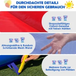 3 in 1 Aufblasbare Hüpfburg mit Sprungbereich & Rutsche & Basketballkorb 255 x 352 x 194 cm Bunt