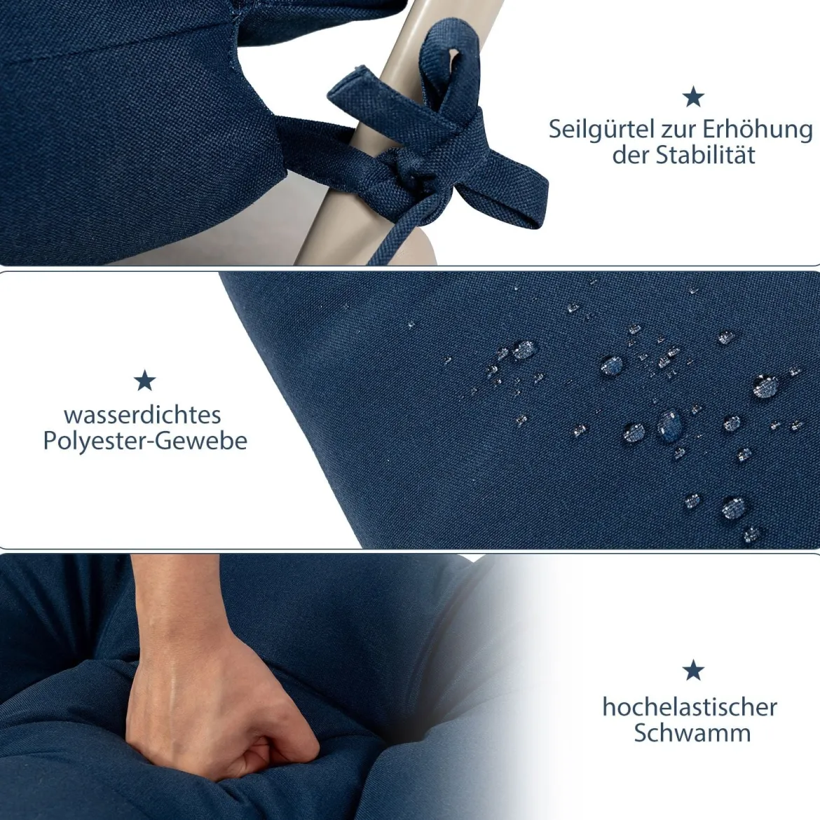 2 in 1 Auflagen für Stuhl Bodenstuhl Sitzauflagen Polster mit Hoher Verstellbarer Rückenlehne