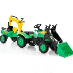 3-in-1-Aufsitzbagger für Kinder Bulldozer mit 6 Rädern 178 x 42 x 60 cm Grün