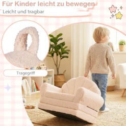 2 in 1 ausklappbares Kindersofa Kindersessel mit Schlaffunktion Kindercouch für Jungen Beige