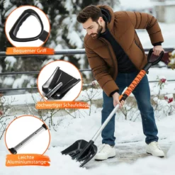 4 in 1 Auto Eiskratzer mit Schneebürste & 180° Drehbarer Kopf & 3 Stufig Verstellbarer Stange Schneebesen