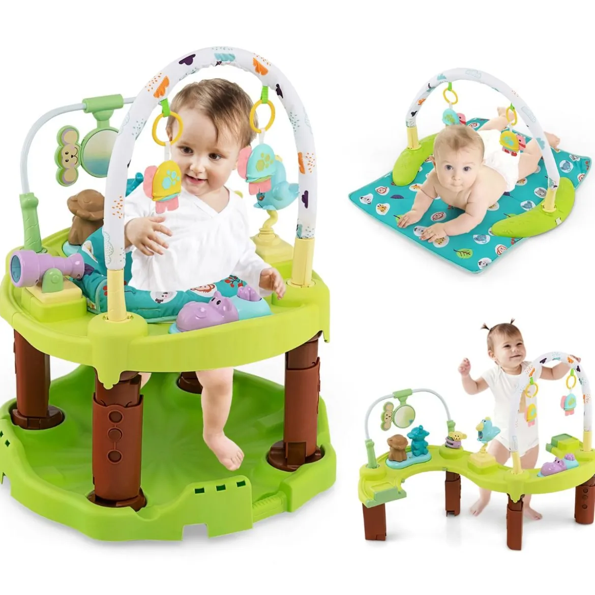3-in-1 Baby Aktivitätszentrum mit Aktivitätstisch & Spielmatte ideal für 0-24 Monate Grün