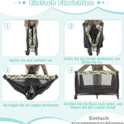4-in-1-Babybett Tragbares Beistellbett mit Wiege & Wickeltisch