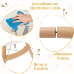 2 in 1 Babyhochstuhl aus Buchenholz mit 5-Punkt-Sicherheitsgurt & Doppeltablett Beige